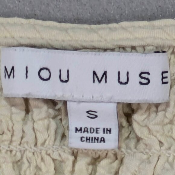 Miou Muse Crop Top Womens S Ivory Ruched Milkmaid Fairycore Cottagecore BohoChic - Picture 9 of 11